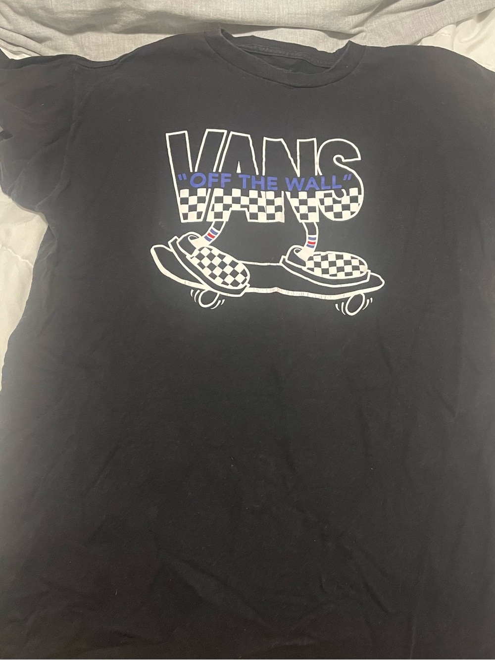 Vans Black Tee with White Checkerboard Skate Graphic